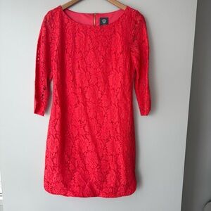 Vince Camuto Bright Coral Lace Dress Size 6